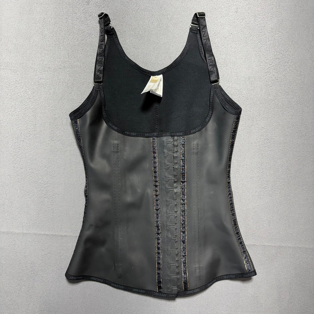 Ann Chery Black Latex Waist Trainer Vest Adjustable Straps Hook Eye Closure